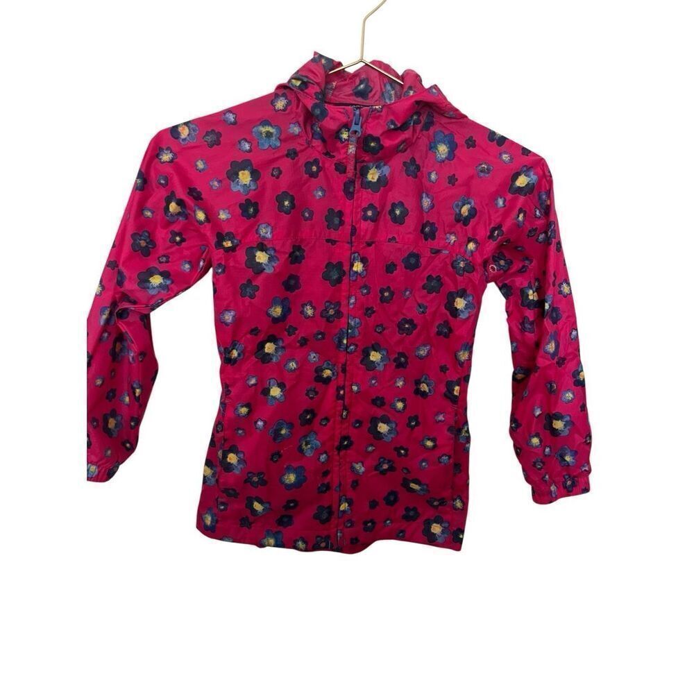 Lands End girls hooded floral raincoat sz M 5/6